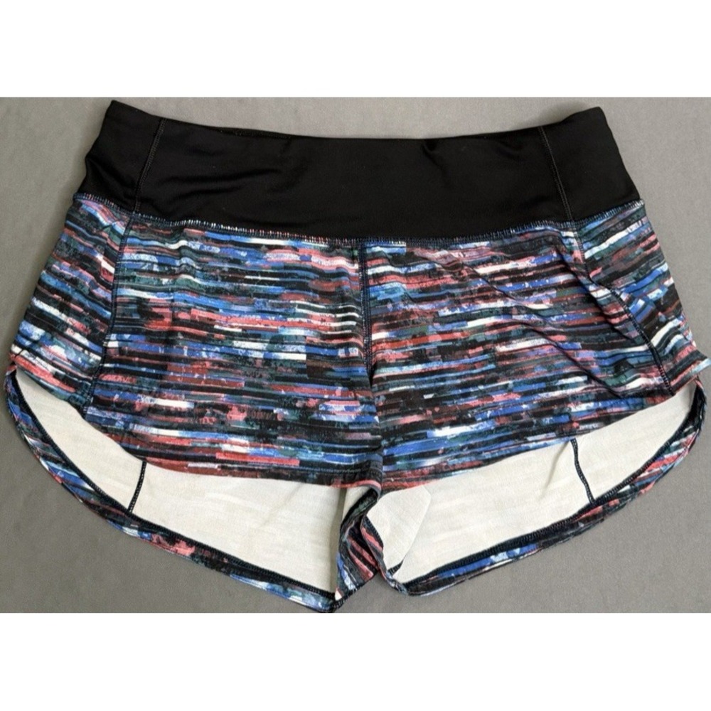 Lululemon Speed Up Track Shorts Womens Size 4 Black Multi Color Lined Running